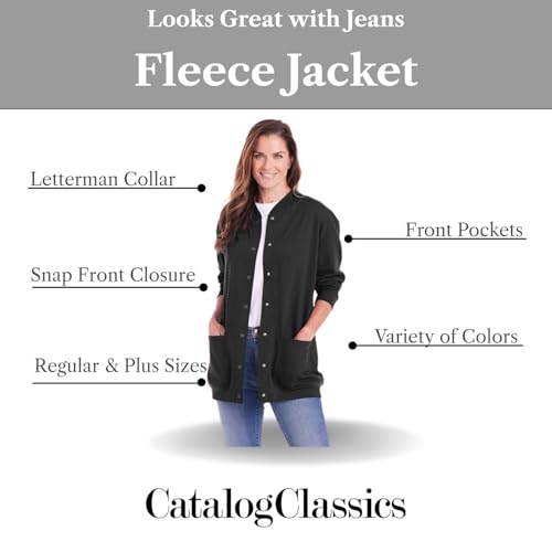 CATALOG CLASSICS Womens Fleece Jacket Snap Front Cardigan Sweatshirt for Women3