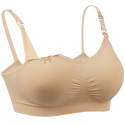 4How Soutien-Gorge Allaitement Maternité Grossesse Brassière sans Armatures XL Crème