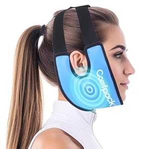 Comfpack Wisdom Teeth Ice Pack Head Wrap with Ear Hole Design, Reusable Hot Cold Gel Face Ice Pack, Soft Plush Jaw Ice Pack for TMJ Pain Relief, Tonsillectomy, Oral Surgery, Face Swelling