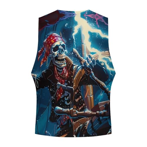 Skeleton Pirate Ocean Storm Novelty Men's Suit Vest Funny Formal Dress Vests Business Waistcoat4