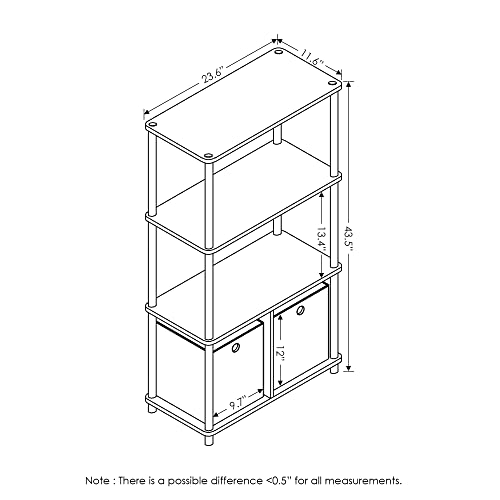 Image of Furinno NW889DC /BK Go Green 4-Tier Multipurpose Storage Rack w /Bins, Dark Cherry /Black