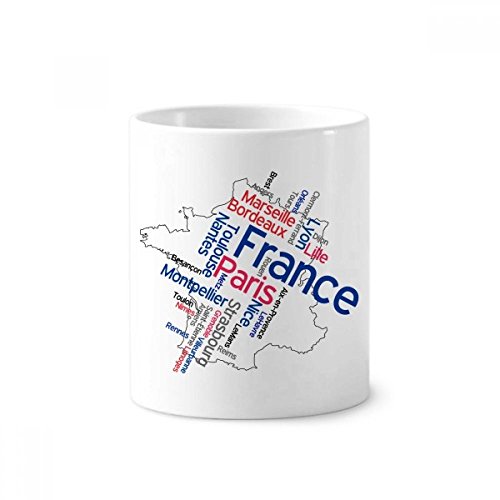 Carte de France tasse blanche multifonction en céramique pour organiser vos stylos sur le bureau