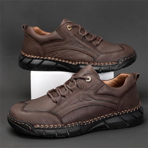 Men's Handmade Genuine Leather Lace Up Casual Ankle Chukka Boots Fashion Lightweight Mid-top Loafers for Walking Driving Hiking4