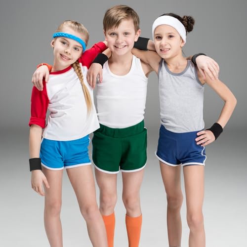 Image of Bememo 12 Pack Wristbands Sweatband for Women Men, Neon Colored Sport Wrist Bands, Tennis Football Basketball Sweatbands, Moisture Wicking Arm Bands for Working Out