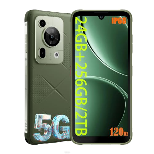 Image of OSSIBOT F112 Pro 5G Rugged Smartphone, 24GB+256GB /2TB Android 14 Unlocked Phone, 7150mAh Battery Cell Phone, 6.88'' Display, Dual SIM 5G Phone, IP68 / IP69K,NFC,2026 (Green)