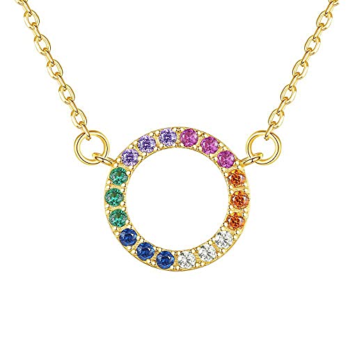 Colliers pour femmes cercle multicolore en oxyde de zirconium