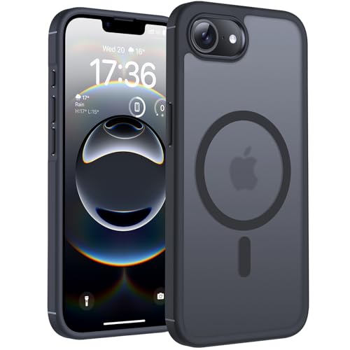 TOCOL für iPhone 16e Hülle für Magsafe, Stoßfest Anti-Fingerabdruck Kratzfest Transluzente Rückseite rutschfest Matt Magnetisch Handyhülle für iPhone 16e Case, Schwarz