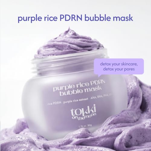 Image of Purple Rice PDRN Bubble Mask | Pore Clarifying Cleanse| Gentle Exfoliation | Clogged Pores & Rough Texture | Vegan Korean Skincare | AHA + BHA + PHA + LHA | 1.69 oz (50 g)
