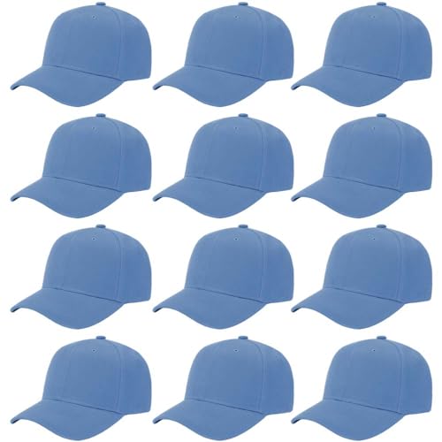 Image of ZH Plain Adjustable Baseball Cap - Lot of 12 Unisex Blank Design Caps