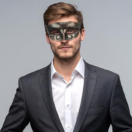 Image of Thmyo Couple's Venetian Masquerade Masks, Metal Mask Costumes Mardi Gras Prom Mask Set