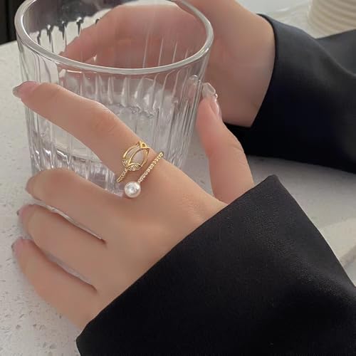 Dainty CZ Tulip Flower Stacking Adjustable Ring for Women Gold Plated Rose Wedding Promise Expandable Open Wrap Rings Comfort Fit Elegant Engagement Birthday Jewelry Gift3