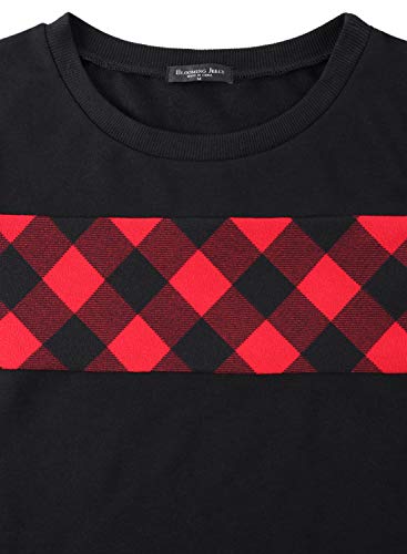 Blooming Jelly Women's Crewneck Sweatshirt Colorblock Plaid Shirt Elbow Patches Pullover Sweatshirt Christmas Top(L) Black - Image 6