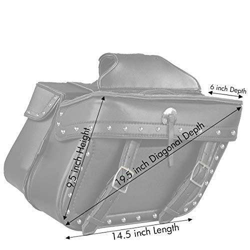 Image of Milwaukee Leather Studded Throw-Over Motorcycle Saddlebags - Synthetic Leather - Universal Fit - Zip-Off - Medium