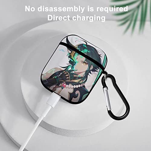 Qmjhhw Apple Bluetooth Headset Cover The Unicorn Xiao Genshin Impact Airpods Case 1&2 Comes With A Key Chain, Compatible With Wired Charging, Personalized And Customized Patterned Prints #TOP4