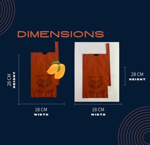Image of Quality Fold Top Fruits Mango Protection Bags (50piece, Reusable, Kraft Paper Construction, Kraft, Ventilated, 20cm x 28cm)