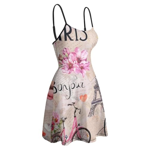 Robe d'été à bretelles spaghetti avec jupe courte fluide - 4