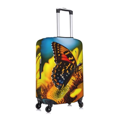 Butterfly Foraging Print Travel Elastic Suitcase Luggage Baggage Cover Protector, Washable And Anti-Scratch3