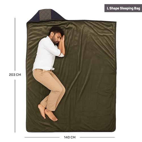 Image of ROCKSPORT Dolomite +10C to +20C Winter Sleeping Bag for Adult with Air Pillow, Camping Sleep Bag with Lightweight Fiber Sheet Filling for Winter Season