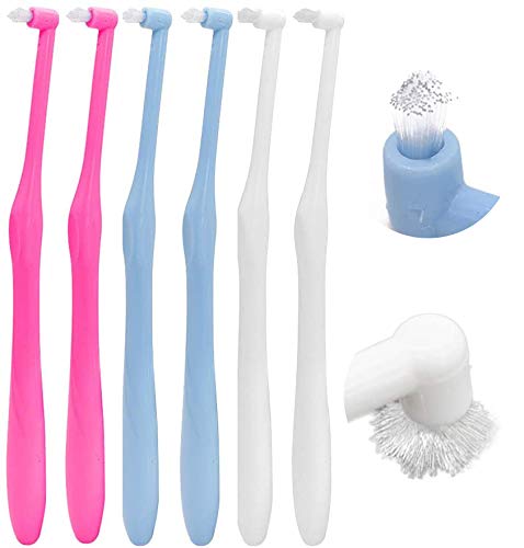 Angzhili Lot de 6 brosses à dents interspatiales pour le nettoyage des dents et les appareils dentaires - Brosses à dents douces et compactes - Rose rouge, bleu, blanc Cover