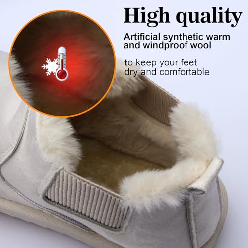 Womens Ankle Boots Warm Fur Lining Waterproof Outdoor Slip-on Winter Snow Booties4