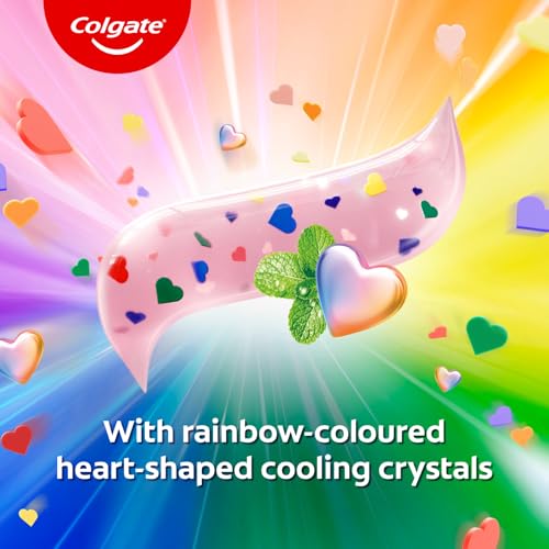 Image of Colgate MaxFresh Rainbow Fresh Gel Toothpaste, with Heart Shaped Cooling Crystals, Triple Mint Flavour, and Ultrafreeze Technology for Intense Freshness, 100g