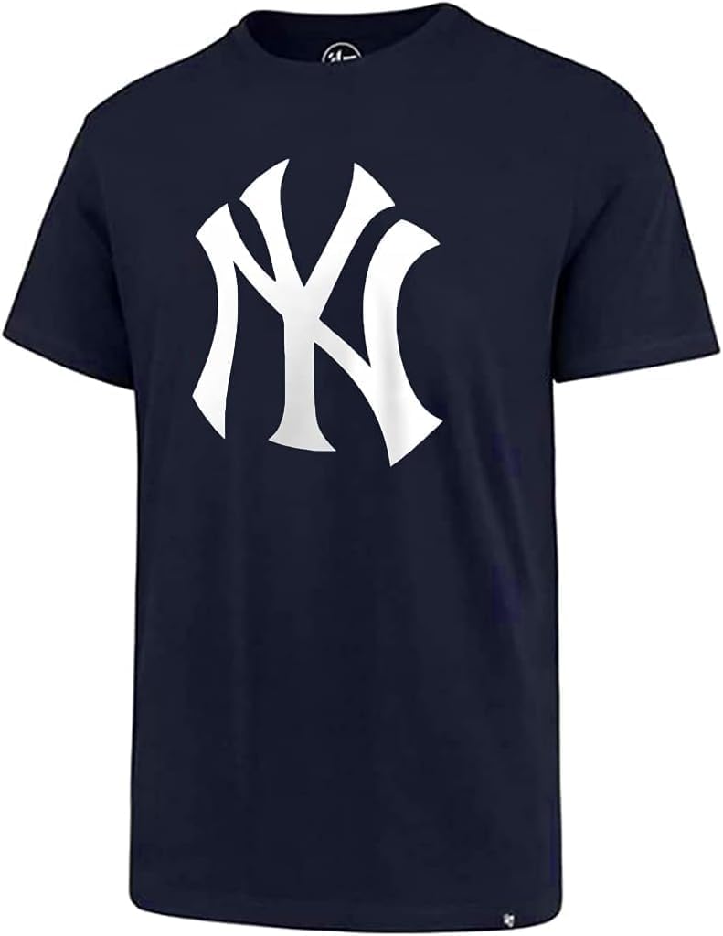 47 MLB Men's Imprint Match Team Color Primary Logo Word Mark T-Shirt (New York Yankees Navy, Small)