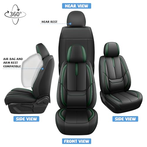 Image of ILMO Seat Covers for Chevy Silverado 1500 2007-2026 (Black&Green,Front Set)