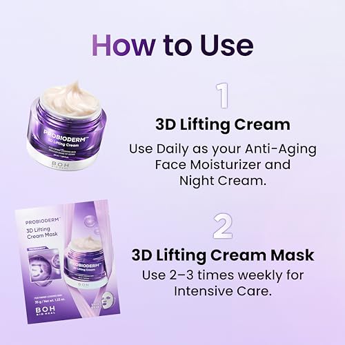 Image of BIOHEAL BOH PROBIODERM 3D Lifting Cream Double Set + Cream Masks | Korean Anti-Aging Face Cream for Wrinkles & Skin Firming | Peptide Face Mask for Jawline Lift | Skincare Gift Set for Women & Men