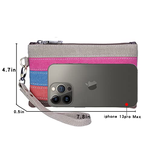 Lecxci CSWB002 Canvas Wristlets Bag Clutch Purses Wallet Slim Credit Card Holder Clutch thumb #2