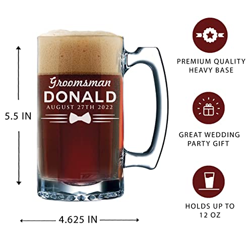 Custom Beer Mugs - Engraved Personalized Groomsmen Beer Glasses Gifts - 12 Oz - Choose Your Style #TOP4