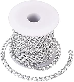 Beadthoven 16.4Ft Aluminium Curb Chains Black Twisted Metal Bracelets Necklaces Link Chains with Spool 12x7mm Round Curb Chain for Jewelry Making