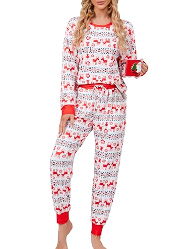 Blooming Jelly Womens Cute Pajama Sets Soft Long Sleeve Christmas