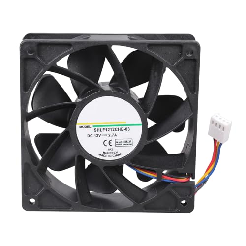 FANSHINUO Eficiente ventilador de refrigeración de servidor CC 12 V 2,7 A con velocidad rápida de 6000 rpm, bajo ruido, para plataformas de minería y estaciones de trabajo, 120 x 120 x 38 mm