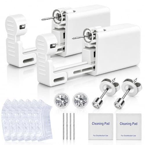Anzero Ear Piercing Kit Disposable Ear Cartilage Piercing Gun Kit with Sterile CZ Studs, Painless...