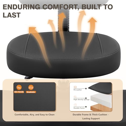 Cross Legged Office Chair, Criss Cross Desk Chair ADHD Meditation Kneeling Yoga Seat with Adjustable Height, Lumbar Support, Wider Footrest and Wheels (Black)