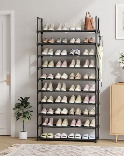 image for Kitsure Shoe Rack for Closet - 10-Tier Shoe Organizer with Hook Rack, 