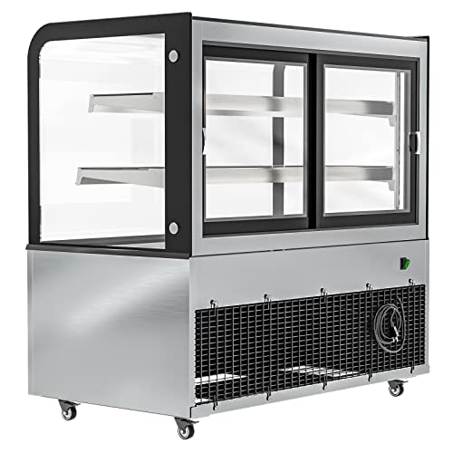 Image of KoolMore 14 Cu.Ft. Dry Bakery Display Case with Adjustable Glass Shelves, LED Lighting, and Front Curved Protection, Non-Refrigerated for Pastry, Coffee Shop, Restaurant, Store Use (BDC-13C), Silver