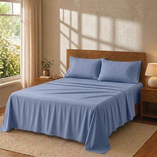 Degrees Home Premium – Juego de Sábanas 200x200 cm 4 Piezas: Sábana Bajera Ajustable, Encimera y 2 Fundas de Almohada 50X80 – Microfibra Cepillada, Suave, Oeko-Tex Certificado