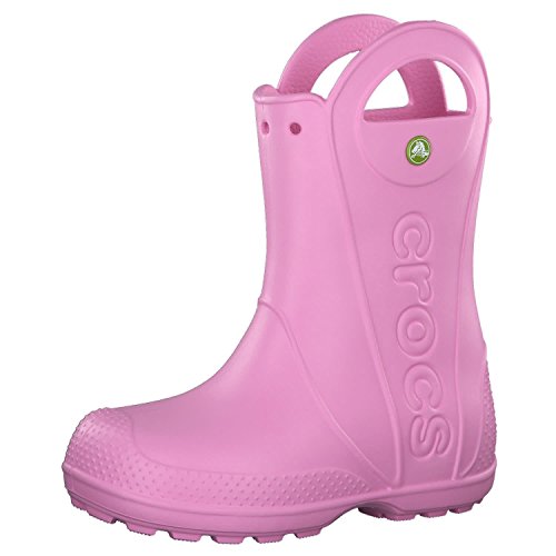 Crocs Kids' Handle It Rain Boots, Easy On for Toddlers, Boys, Girls, Lightweight and Waterproof, Carnation, 2 M US Little Kids