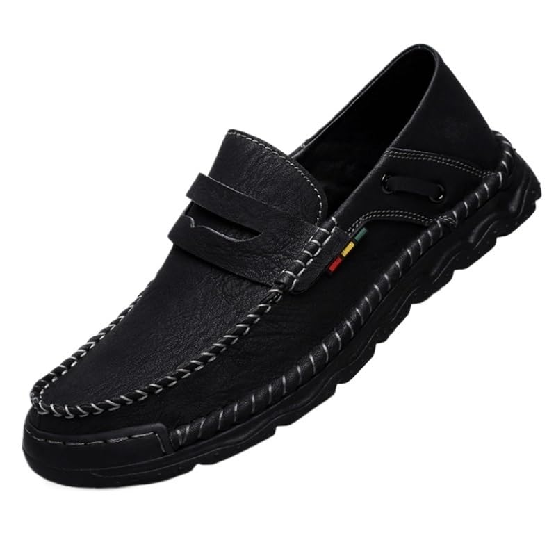 Shoes Men's Outdoor Slip-on Loafers Versatile Comfortable Round-Toe Oxford Shoes Men Fashionable Thick-Soled Non-Slip Shoes for Travel Shopping Driving