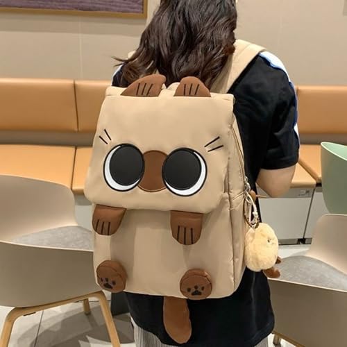 Cartoon Backpacks, Siamese Cat Cute Backpack with Chic Pendant Y2K Kawaii Large Capacity School Bag for Travel, Work, or Casual Outings, Halloween Decorations3