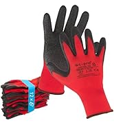 Trevendo Arbeitshandschuhe - solide Montagehandschuhe mit Latex Beschichtung, rot