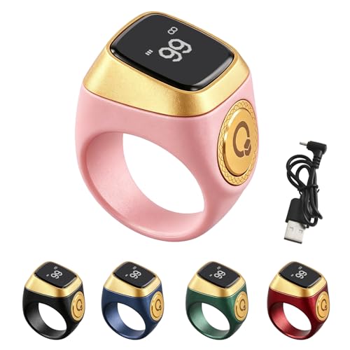 Image of IQibla Smart Zikr Ring, Smart Ring Counter Waterproof Digital Counter & Vibration Reminder, Unisex Azan Alarm Clock Finger Counter for Muslims(18mm Pink)