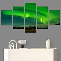 SIGNWIN 5 Panel Canvas Wall Art Astronomy & Space Contemporary Cosmic Dramatic Green Group Photography Realism Ultra for Home Decorations Ready to Hang - 60