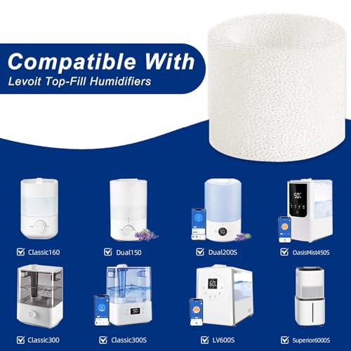 Image of Top-Fill Humidifier Replacement Filter for Levoit Dual150 Dual200S Classic160 Classic300(S) LV600S LV600HH OasisMist450S | OasisMist600S Superior 6000S - 10 Filters and 2 Clean Fish