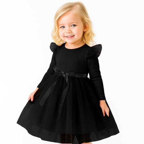 Toddler Girl Tulle Dress Fall Ruffle Long Sleeve Baby Girl Fashion Casual Dresses 2-6Y2