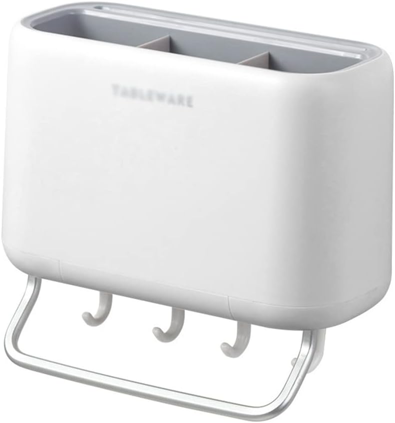 Cutlery Storage Holder Tableware Organizer for Spoon Fork Chopstick Drainer Rack Wall Mounted Shelf Kitchen Accessories(Gray)