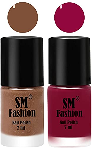 Image of Long Lasting Nail Polish | Nail Paint Combo 7 ml Each) - Set of 2 Tan-Cherry Blossom