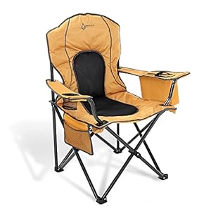 ARROWHEAD OUTDOOR Portable Folding Camping Quad Chair w/ 4-Can Cooler, Cup-Holder, Heavy-Duty Carrying Bag w/Easy Carry Shoulder Strap, Padded Armrests, Supports up to 330lbs, USA-Based Support