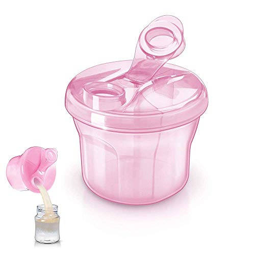 Zeagro 1 x Non-Spill Rotating Milk Powder Formula Dispenser Portable Outdoor Food Container 3 Compartments Storage Feeding Infant Newborn Snack Box-Pink